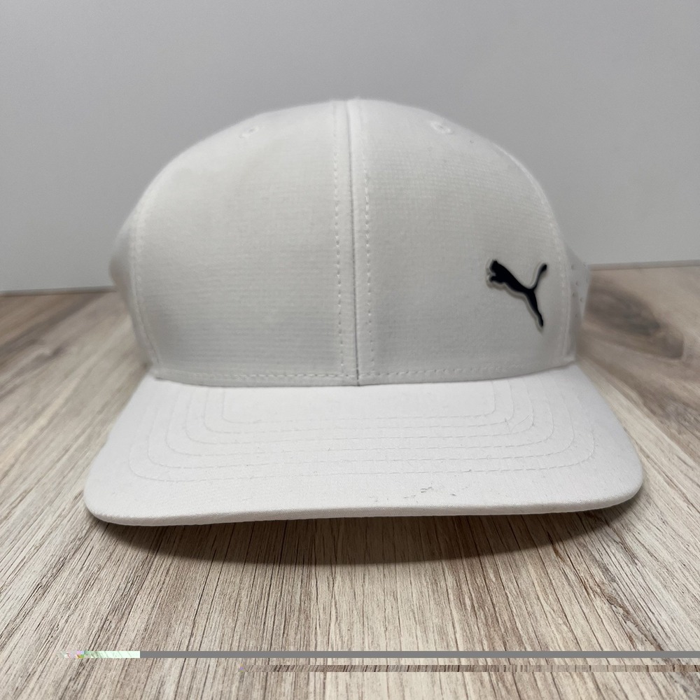 Puma Golf Performance Snapback Hat White Stretch Fit Baseball Cap Adult OSFA